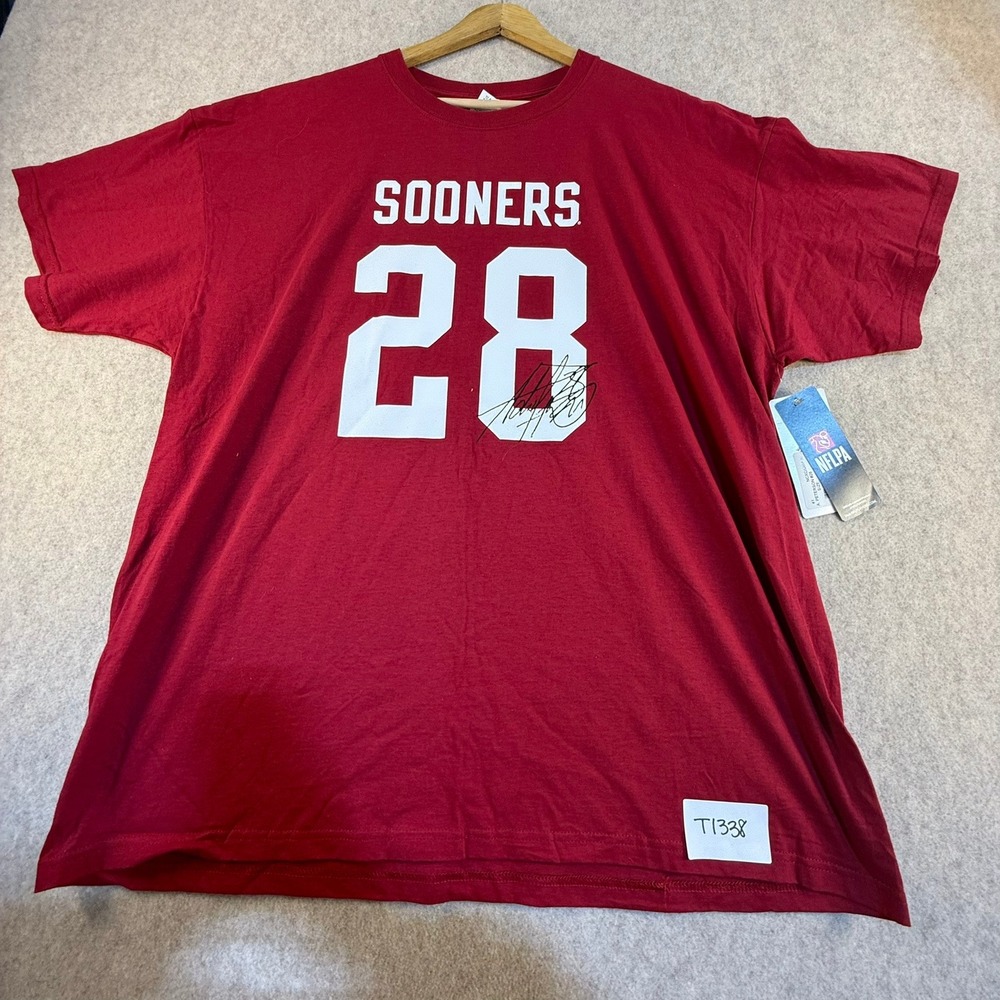 Oklahoma Sooners Adrian Peterson 28 T-Shirt Mens 2XL Red NCAA Football NFLPA NEW